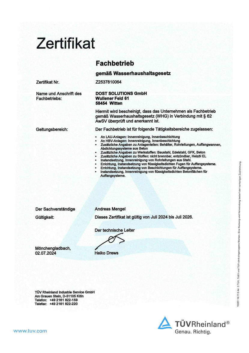 Fachbetrieb nach WHG